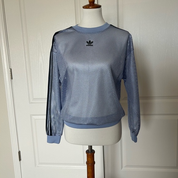 Adidas Mesh Net Crew Neck Sweatshirt - Picture 2 of 4